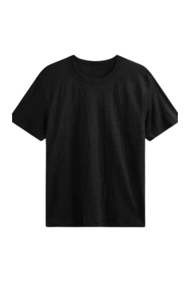 NERIA 100% LINEN T-SHIRT BLACK