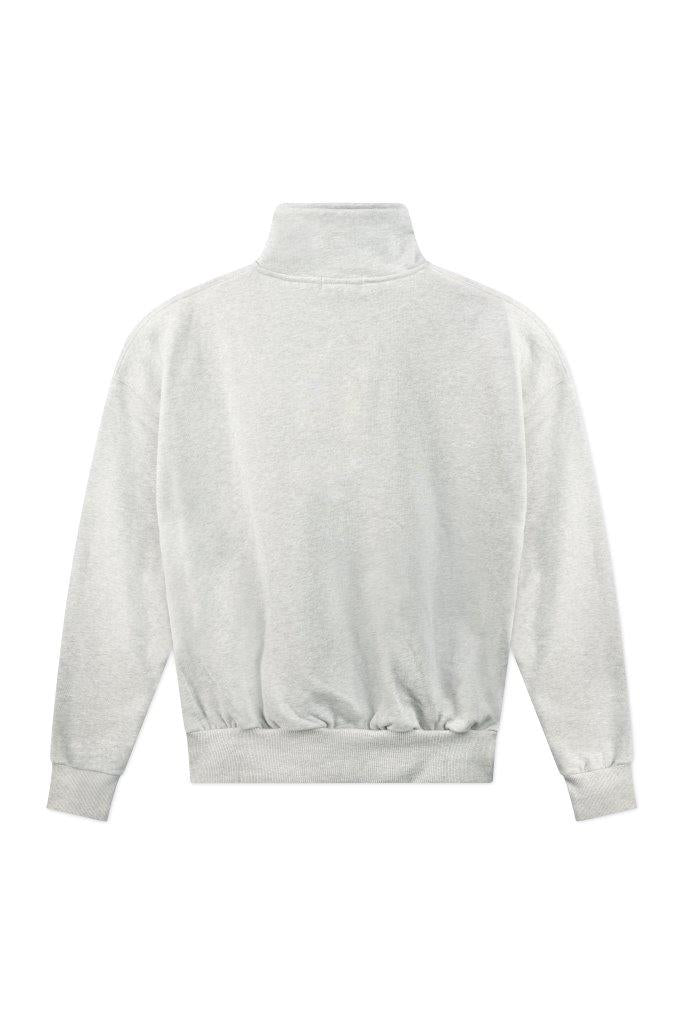 THE CRUCIBLE 420 GSM 100% BRUSHED COTTON MARL GREY QUARTER ZIP