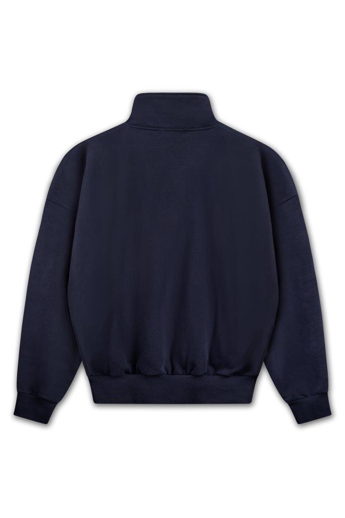THE CRUCIBLE 420 GSM 100% BRUSHED COTTON ROYAL NAVY BLUE QUARTER ZIP