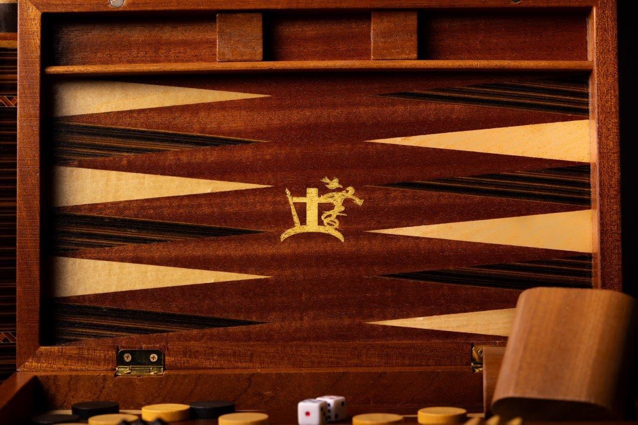 22ct GOLD & HARDWOOD BACKGAMMON TAVLI BOARD