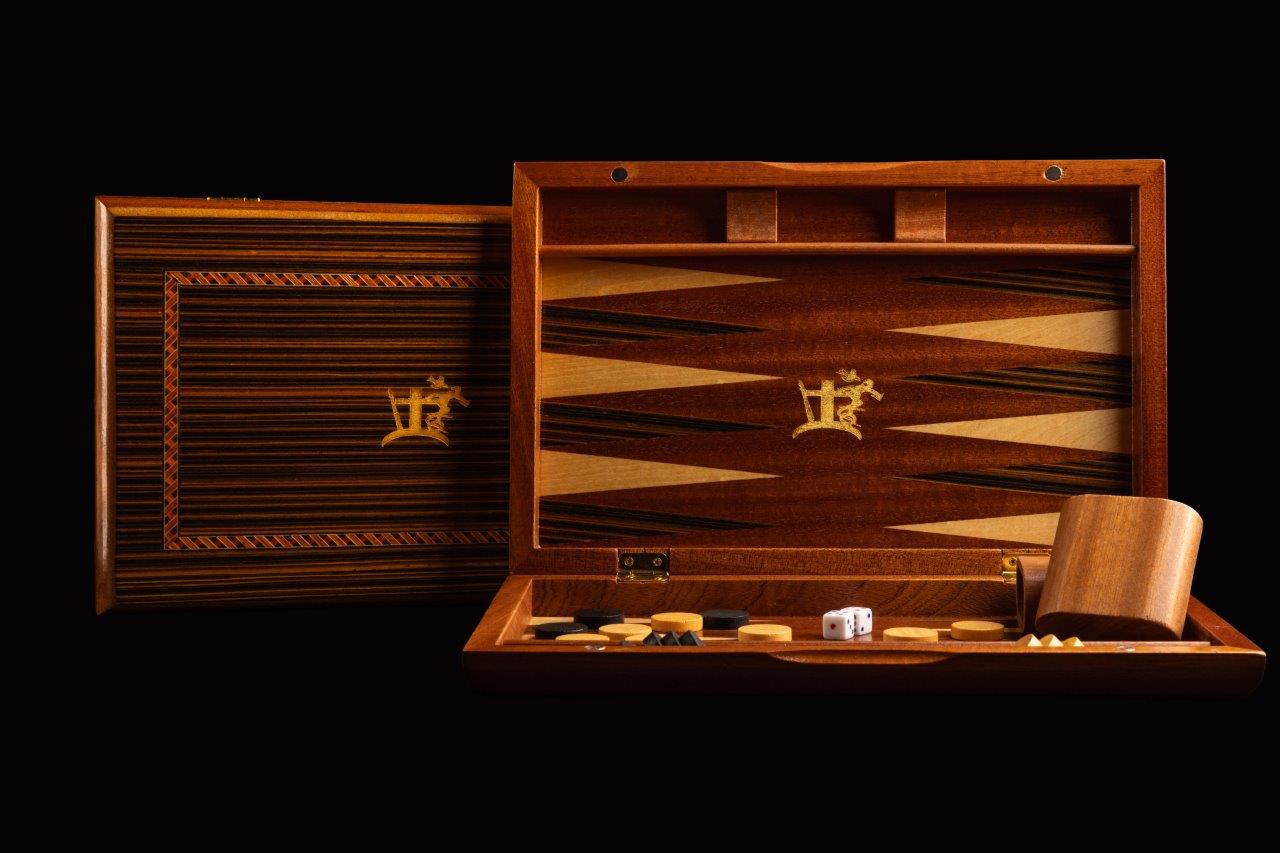 22ct GOLD & HARDWOOD BACKGAMMON TAVLI BOARD